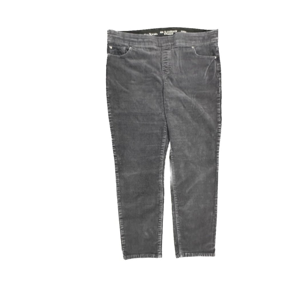 Kim Rogers Straight Pull On Tummy Control Women's size 16 Gray Corduroy Pants